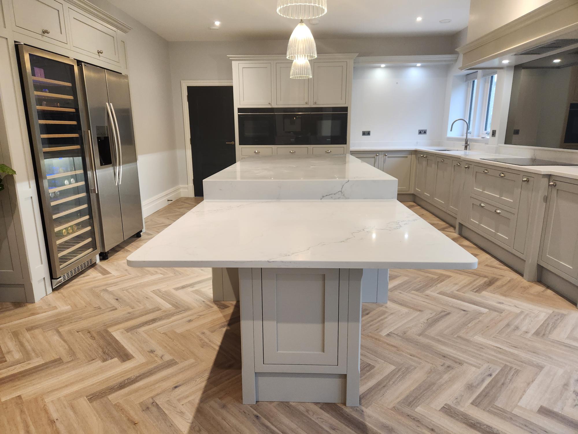 Modern kitchen with marble island